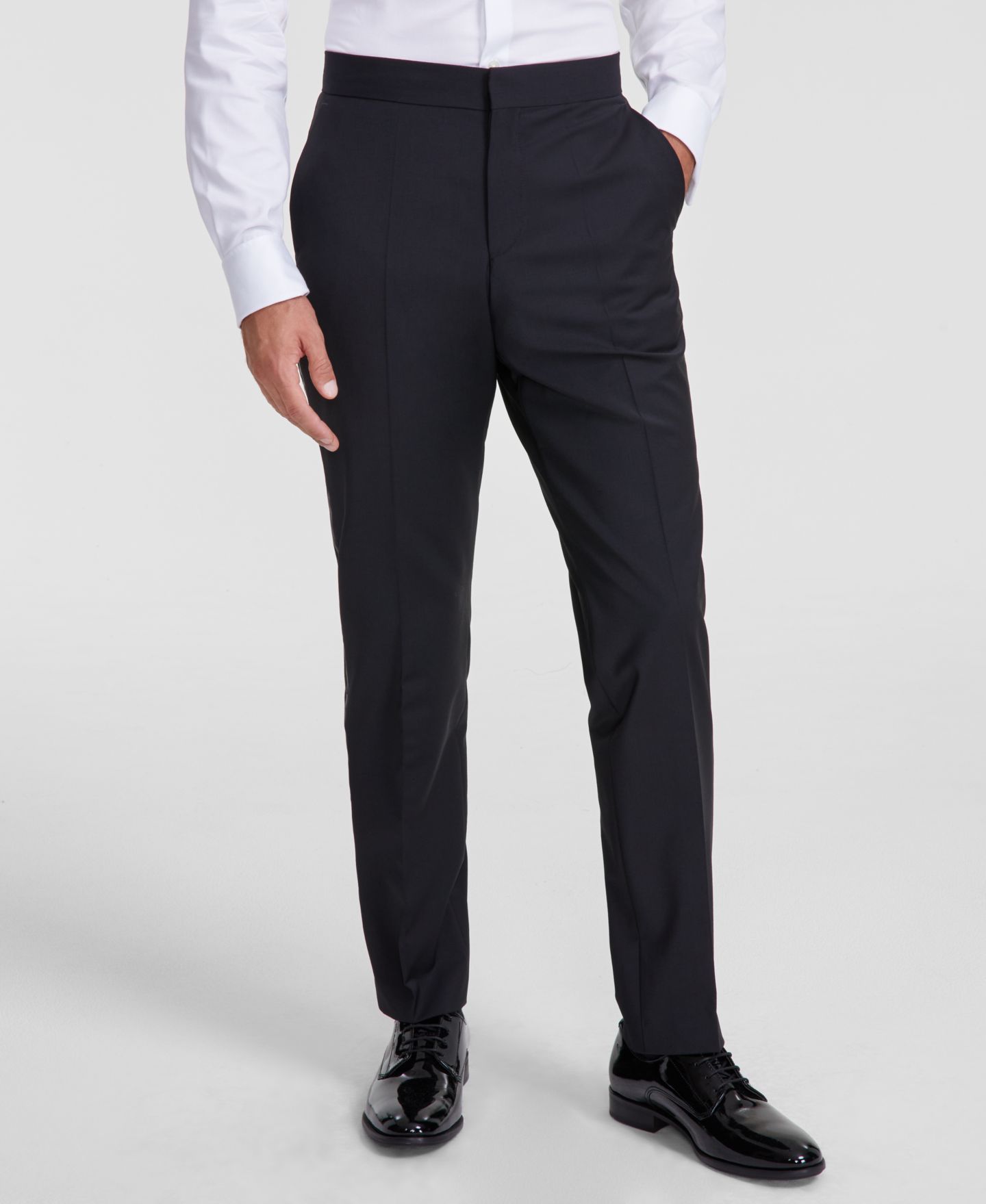 Мужские брюки Hugo Boss Modern-Fit Wool Blend Super Flex Stretch Tuxedo Pant, цвет: Чёрный — фото 3