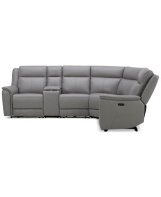 Addyson 117" 5-Pc. Leather Sectional with 3 Zero Gravity Recliners with Power Headrests, Created for Macy's