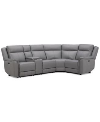 Addyson 117" 5-Pc. Leather Sectional with 2 Zero Gravity Recliners with Power Headrests, Created for Macy's