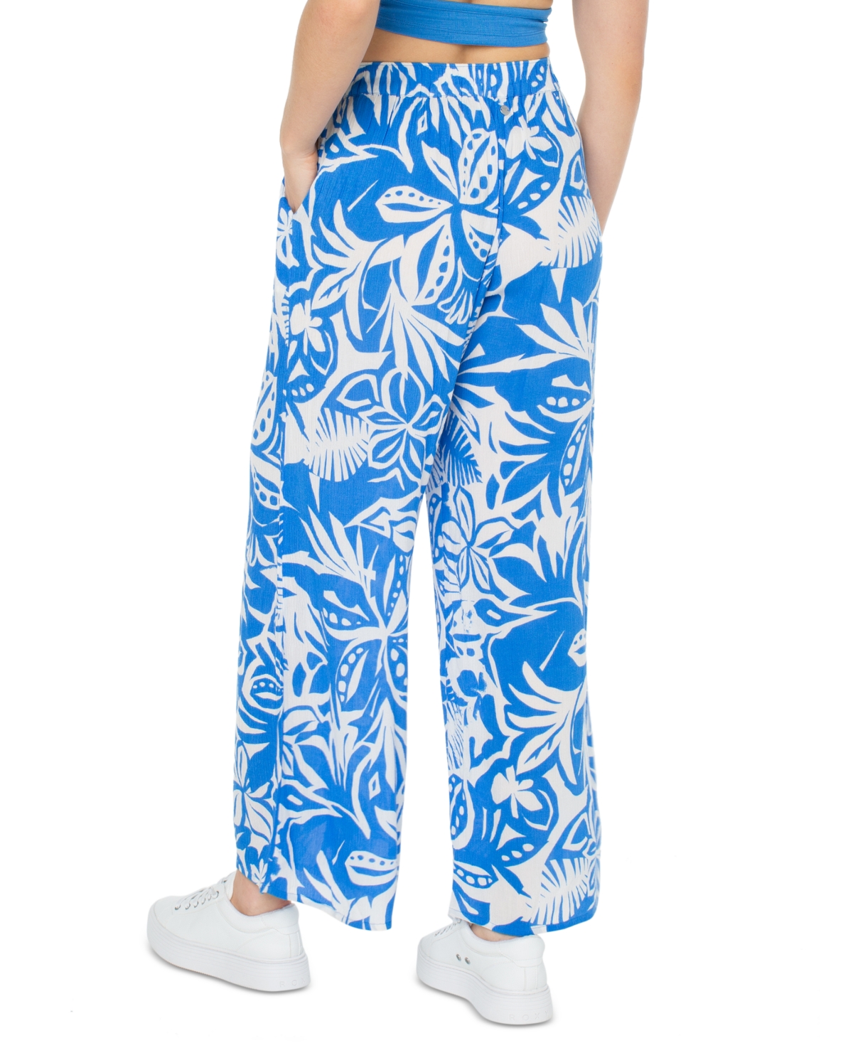 Shop Roxy Juniors' Midnight New Avenue Wide-leg Pants In Campanula Selva Floral