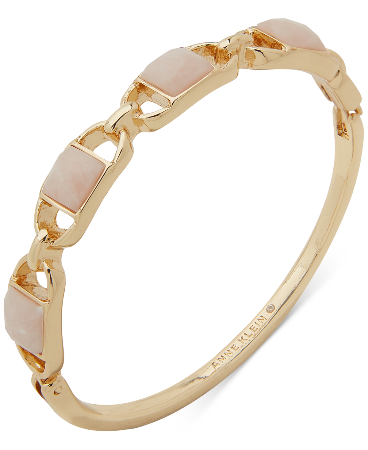 Shop Anne Klein Gold-tone Stone-set Oval Link Bangle Bracelet In Pink