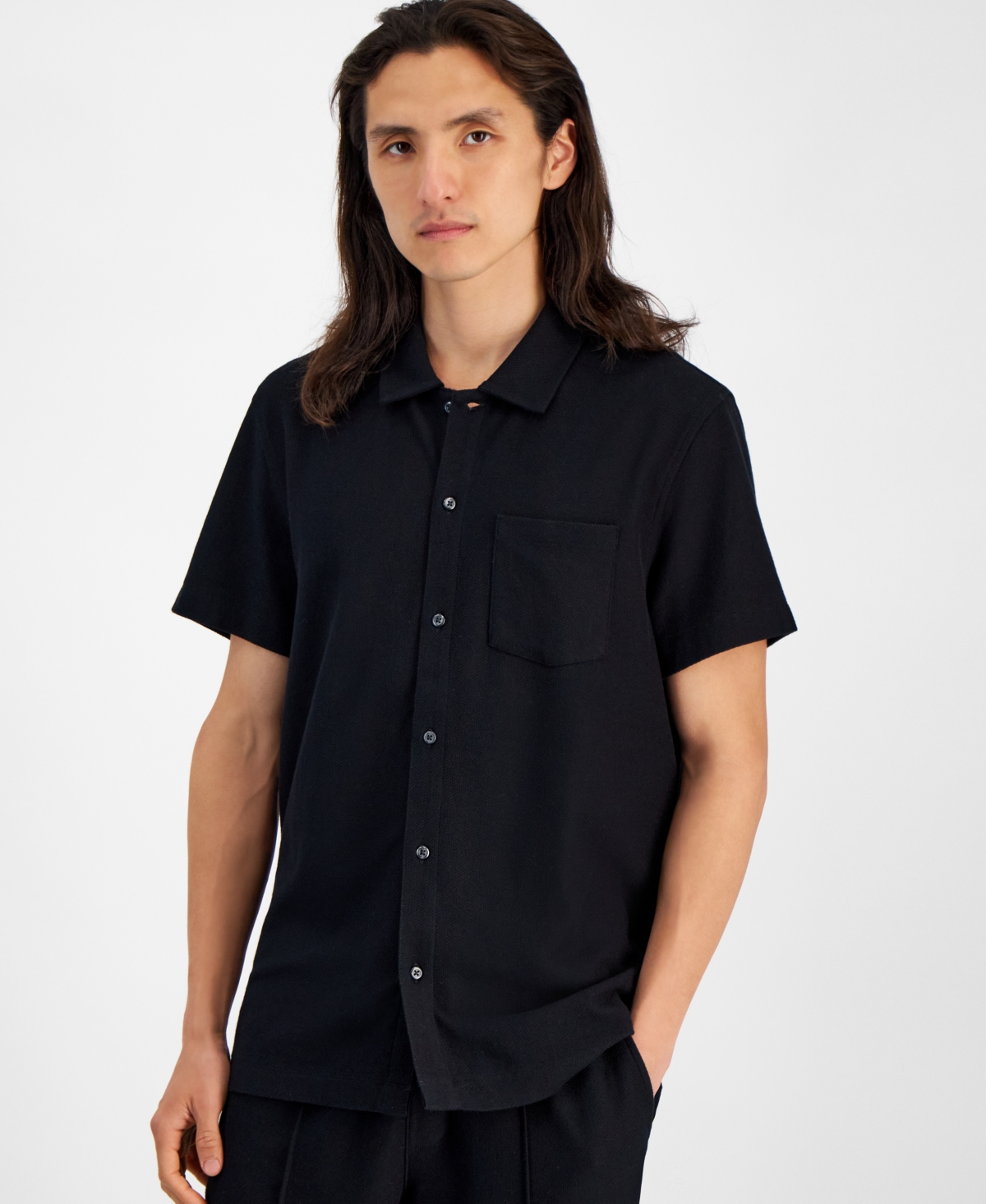 Alfani Men's Short-Sleeve Oversized Pique Knit Shirt, Created for Macy's