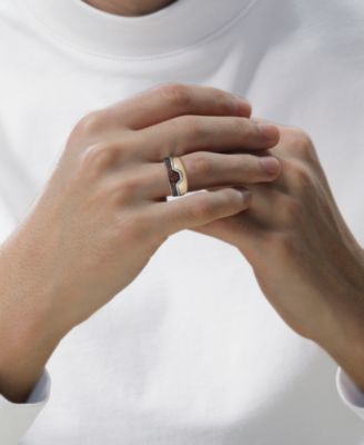 Marvel Men's Garnet (1 ct. t.w.) & Diamond (1/8 ct. t.w.) Ironman Ring in Sterling Silver & Gold-Plate