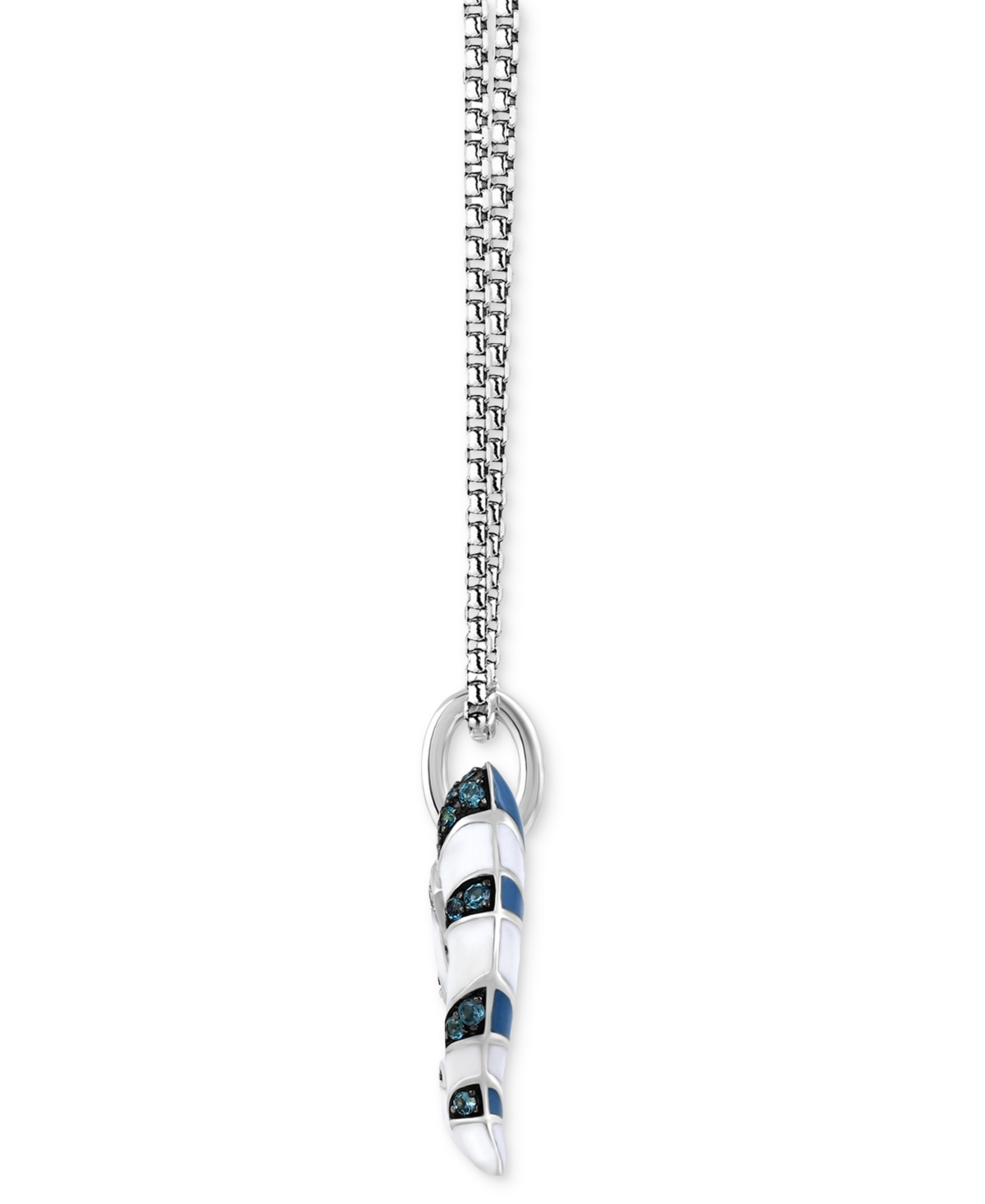 Shop Wonder Fine Jewelry London Blue Topaz (1/5 Ct. T.w.) & Diamond Accent Enamel Ahsoka Star Wars 18" Pendant Necklace In St In Sterling Silver