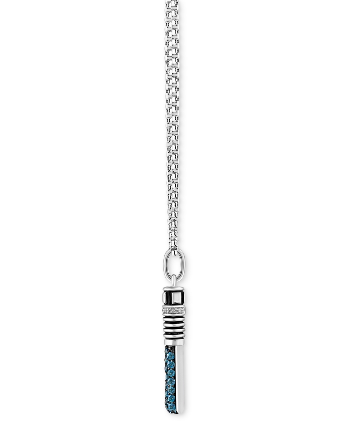 Shop Wonder Fine Jewelry London Blue Topaz (1 Ct. T.w.) & Diamond (1/20 Ct. T.w.) Obi-wan Kenobi Lightsaber 18" Pendant Neckl In Sterling Silver