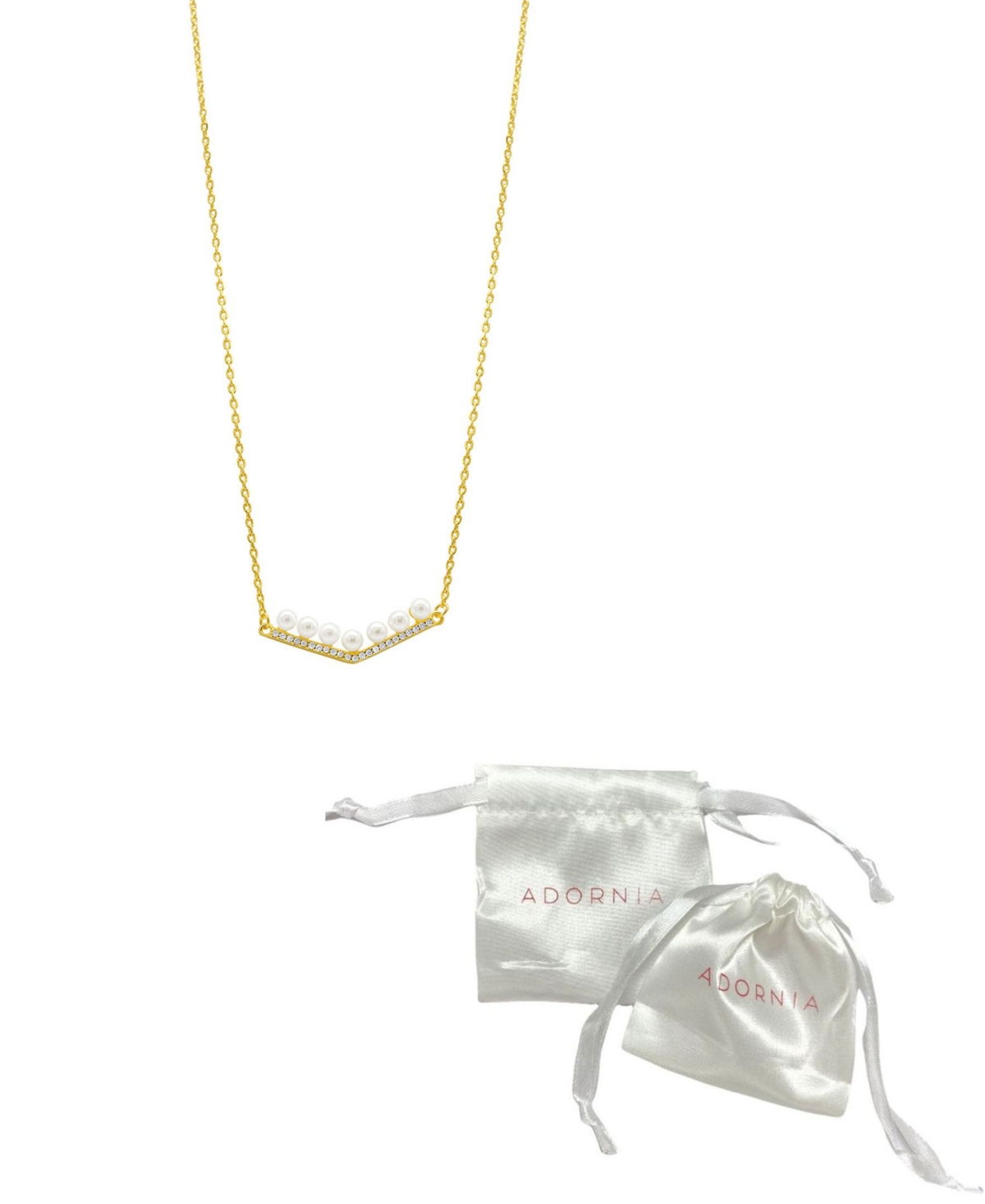 Shop Adornia 14k Gold-plated Crystal Imitation Pearl Bar V-necklace