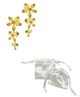 14K Gold-Plated 3-Petal Drop Earrings