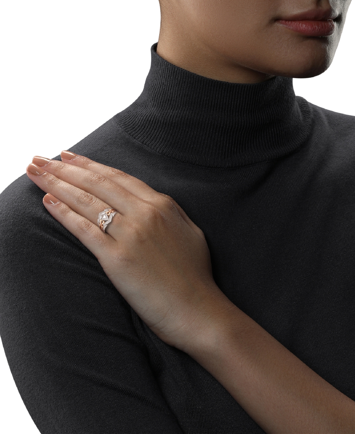 Wonder Fine Jewelry Star Wars  Diamond Ahsoka Star Wars Ring (1/4 Ct. T.w.) In Sterling Silver & Rose In Sterling Silver  Rose Gold-plate