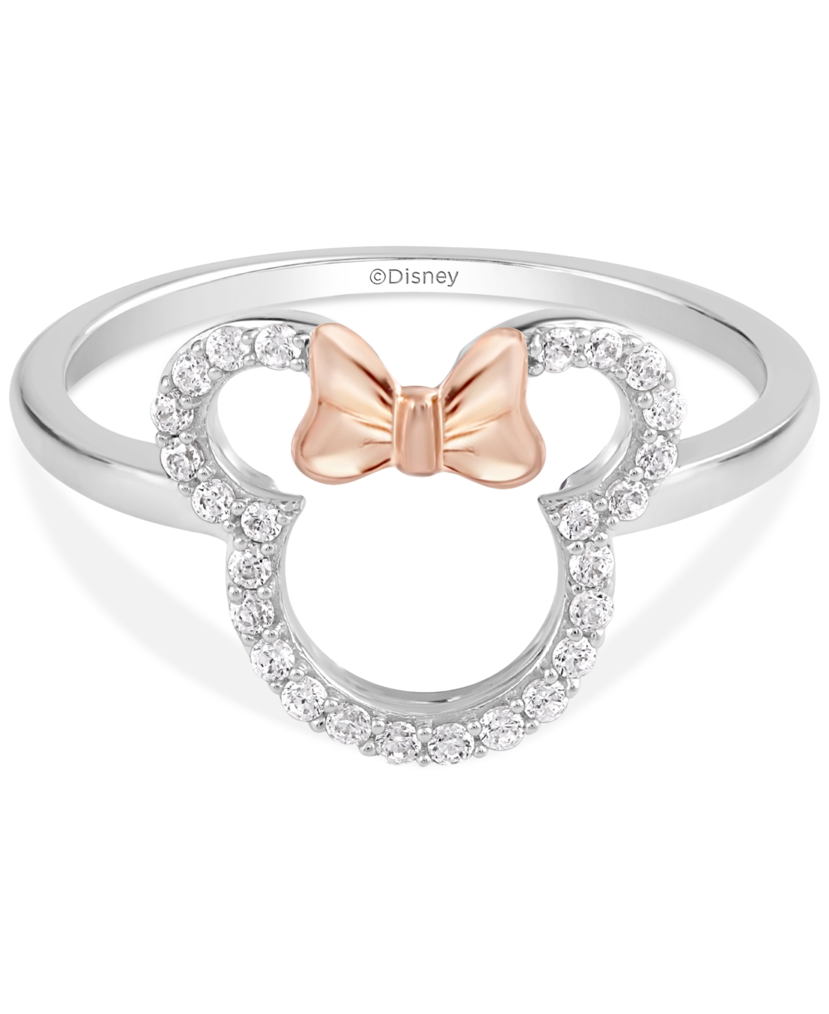 Shop Wonder Fine Jewelry Diamond Minnie Mouse Silhouette Ring (1/6 Ct. T.w.) In Sterling Silver & Rose Gold-plate In Sterling Silver  Rose Gold-plate