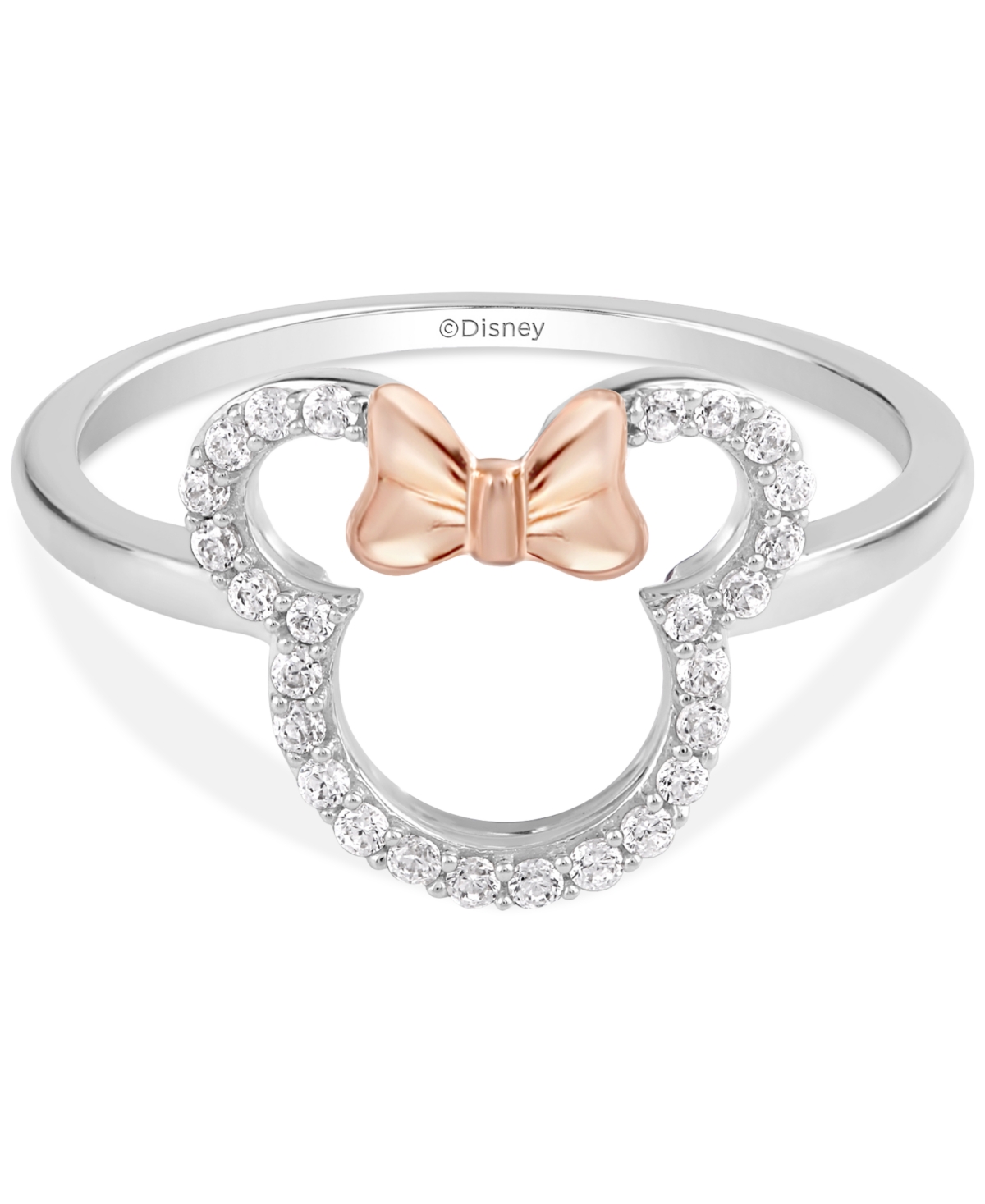 Wonder Fine Jewelry Disney  Diamond Minnie Mouse Silhouette Ring (1/6 Ct. T.w.) In Sterling Silver & In Sterling Silver  Rose Gold-plate