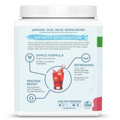 CLEAR Protein Refresh Protein Powder, Plant Based Protein Powder, Raspberry, 420g