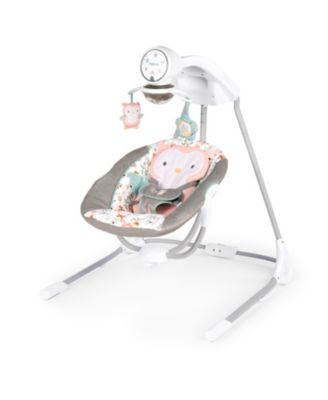 Ingenuity InLighten 5-Speed Baby Swing - Swivel Infant Seat - Owl