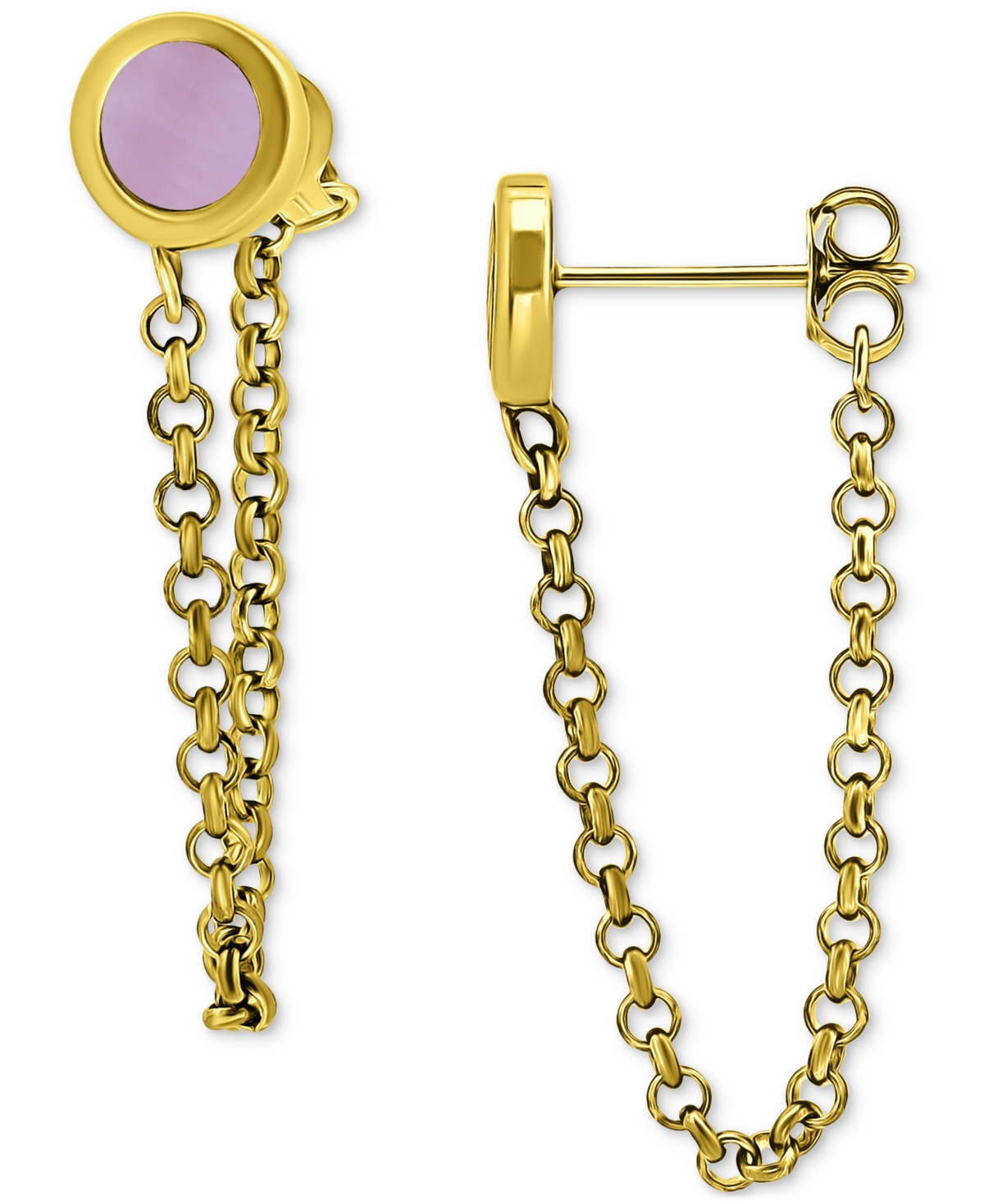 Giani Bernini Abalone Chain Front and Back Drop Earrings in 18k Gold-Plated Sterling Silver (Also , Created for Macy's - Pink Shell