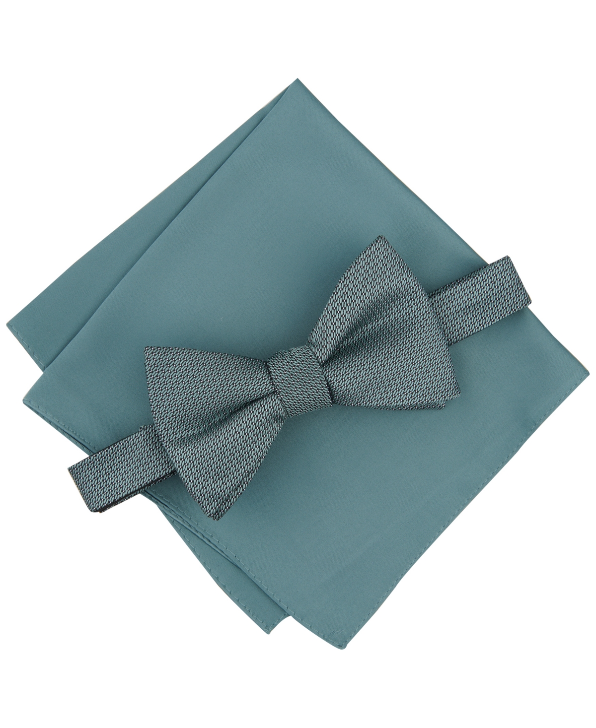Shop Alfani Men's Sawyer Solid Bow Tie & Textured Pocket Square Set, Created For Macy's In Mint
