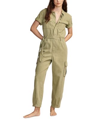 Lucky Brand - Women's Belted Short-Sleeve Denim Jumpsuit