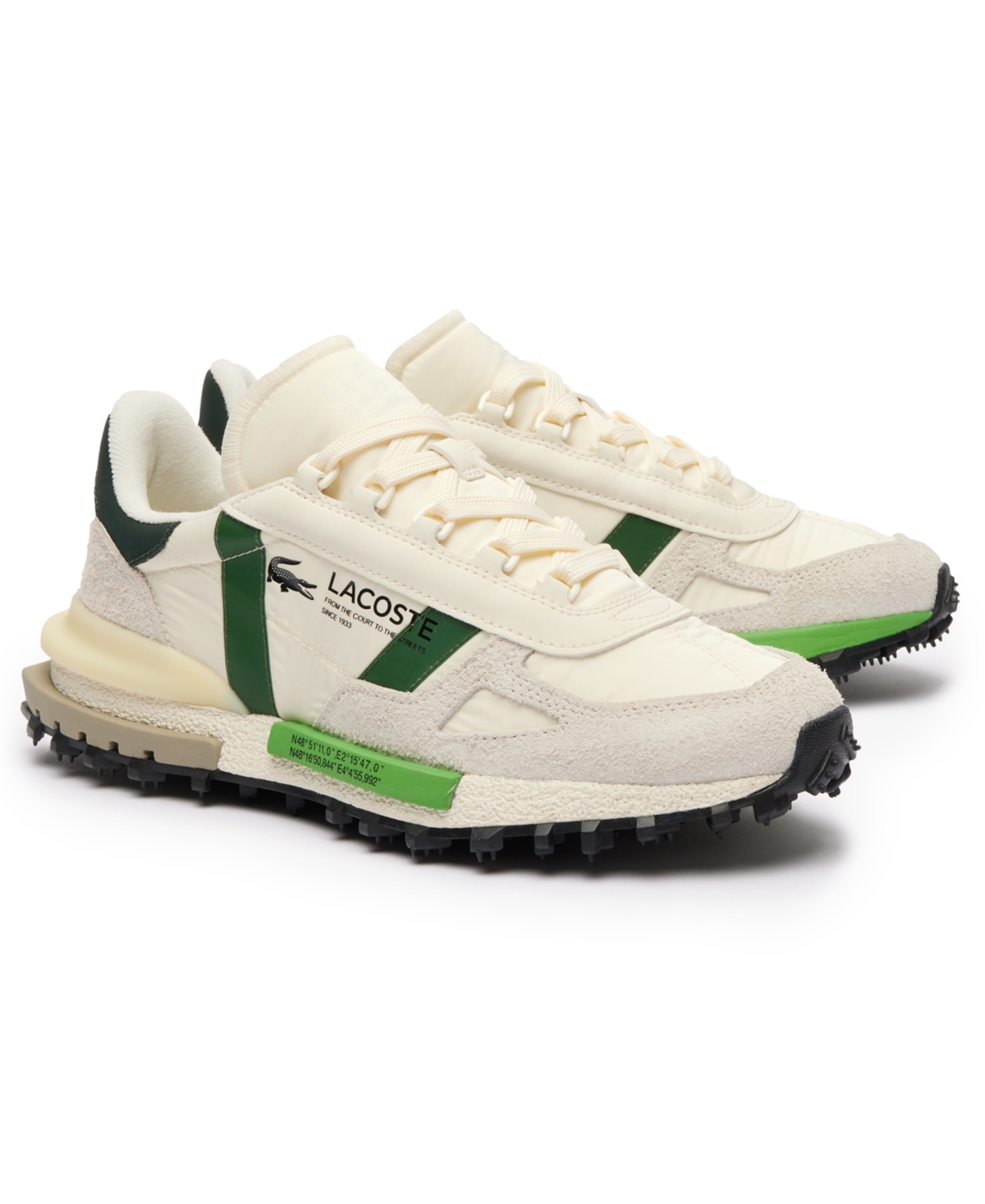 Lacoste Men's Elite Active Lace-up Sneakers In Off White,green