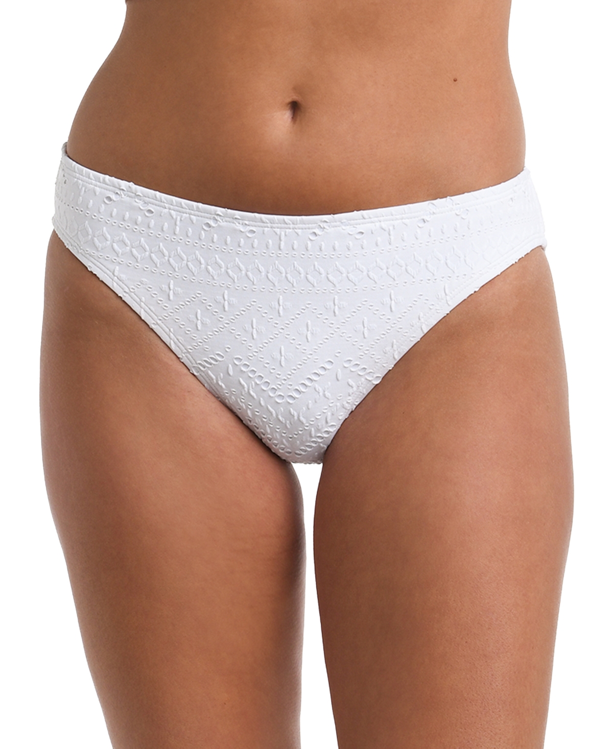 Women's Salt Textured Hipster Bikini Bottoms - White