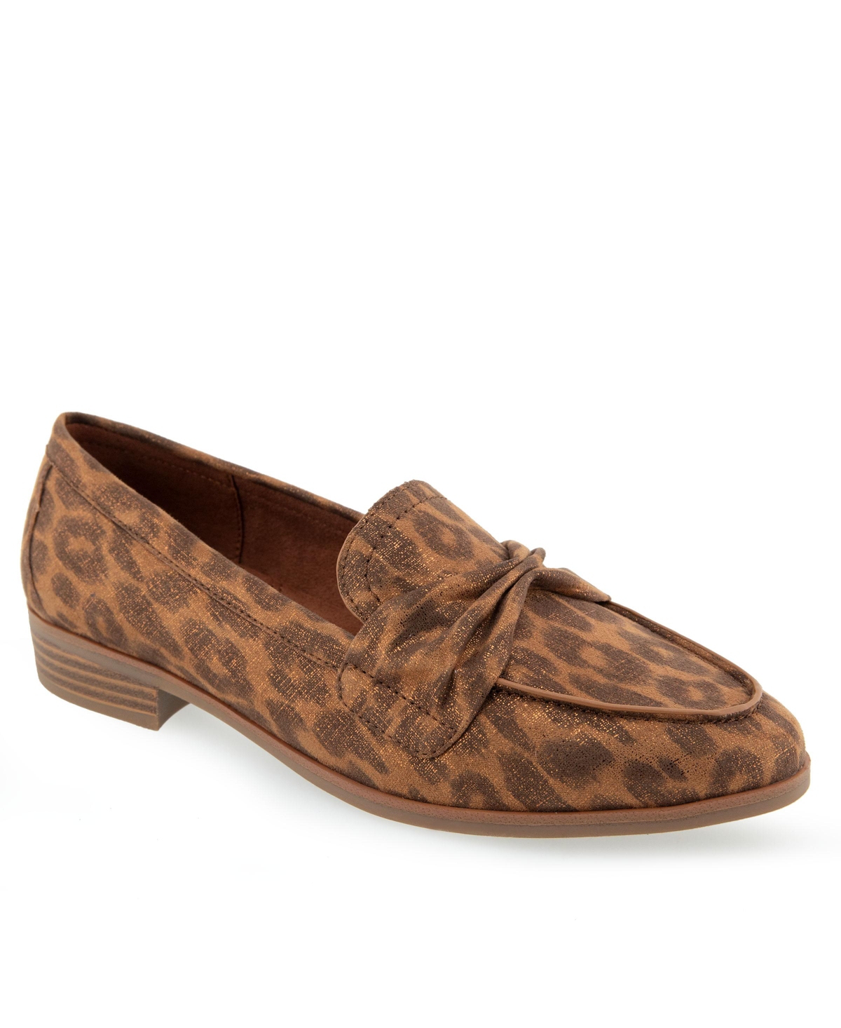 Shop Aerosoles Women's Ellis Tailored Loafers In Leopard Metallic Faux Suede