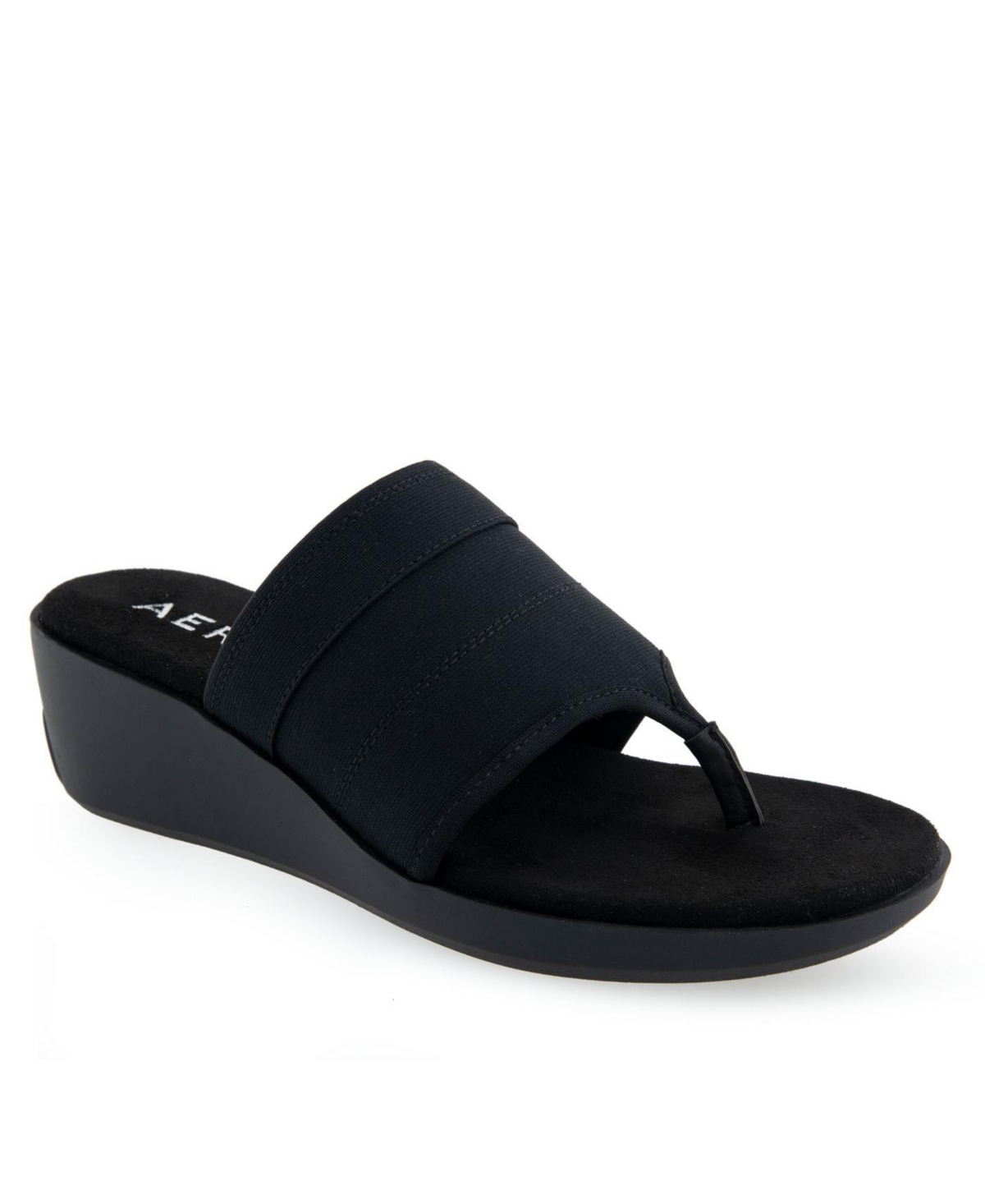 Shop Aerosoles Women's Ilectra Wedge Sandals In Black Elastic