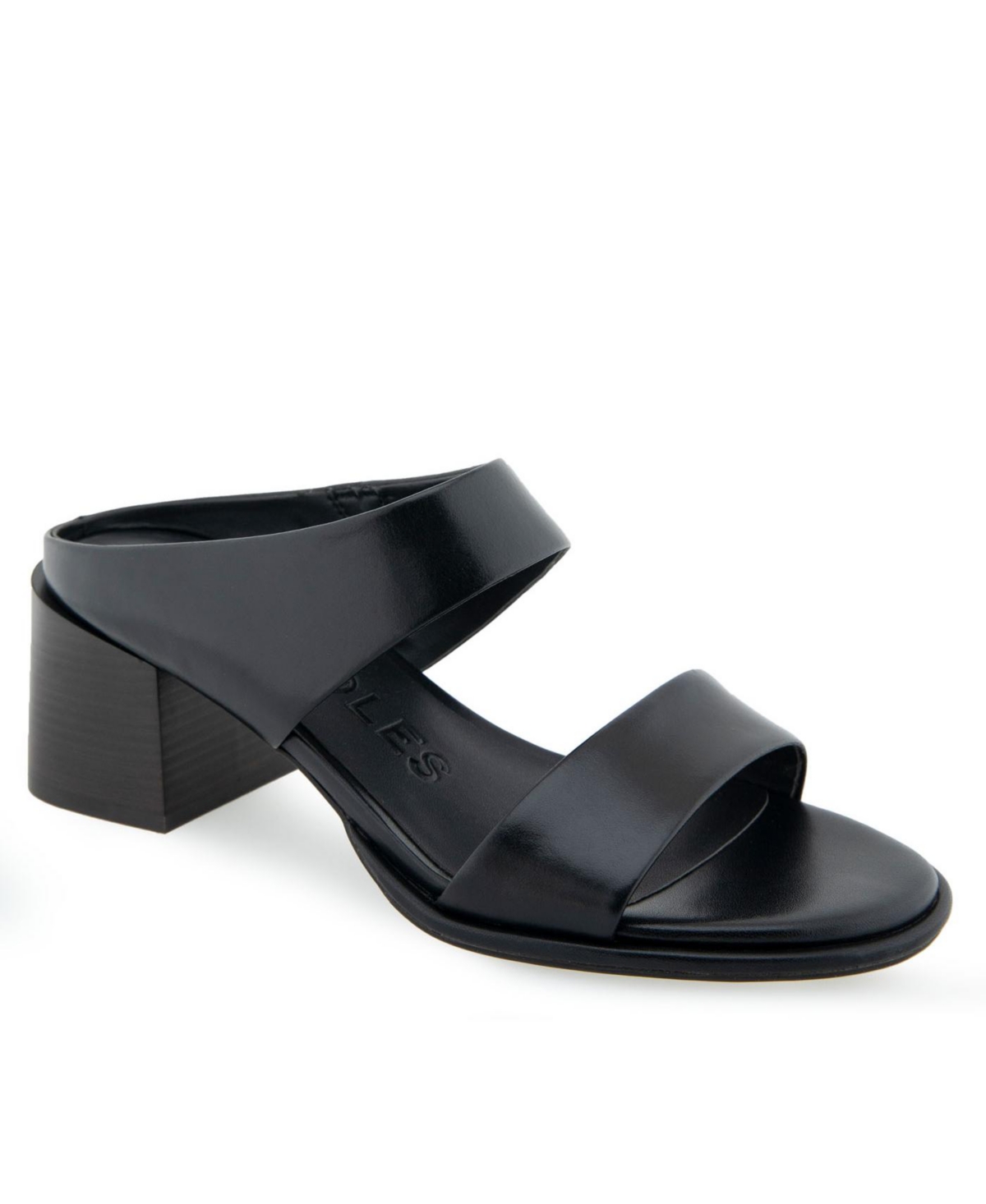 Shop Aerosoles Women's Nika Chunky Heel Sandals In Black Leather