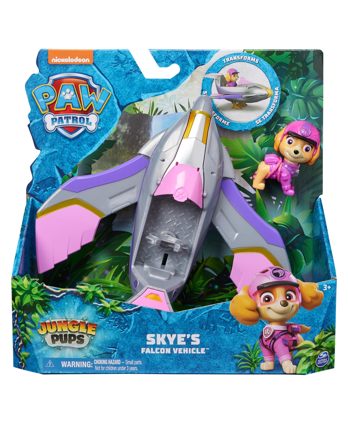Paw Patrol Jungle Pups, Skye Falcon Vehicle, Toy Jet With Collectible Action Figure In Multi-color