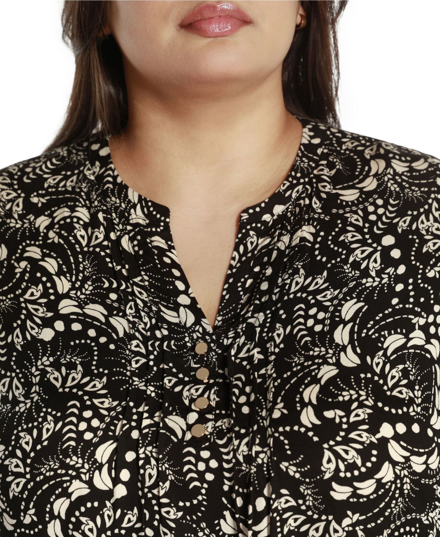 Женский топ Belldini Black Label Plus Size Printed Ruffle Sleeve, цвет: Чёрный — фото 4