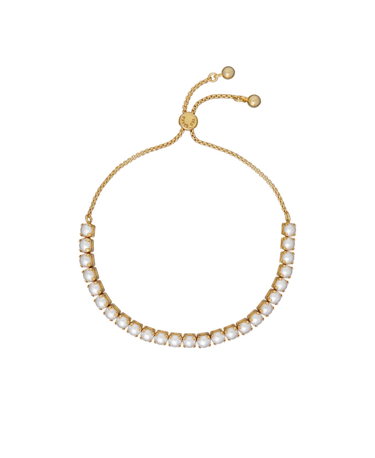 Perrmel: Pearl Adjustable Tennis Bracelet - Gold