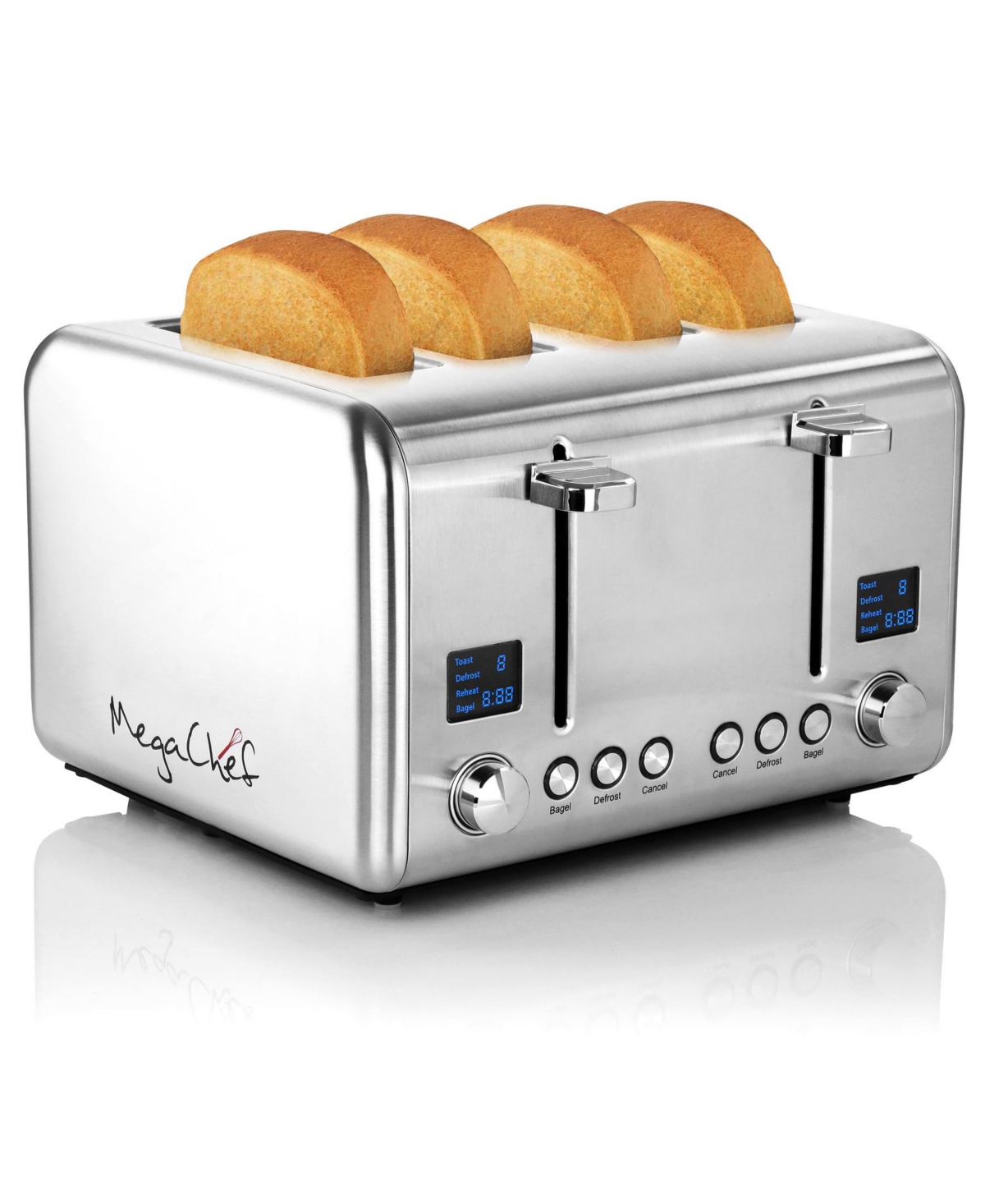 Megachef 4 Slice Stainless Steel Toaster In Silver