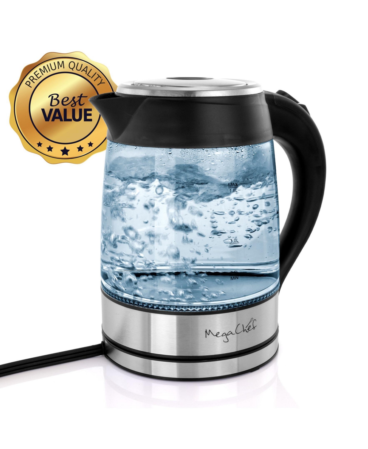 Megachef 1.8liter Stainless Steel Electric Tea Kettle In Clear