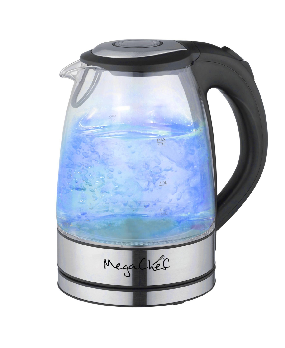Megachef 1.7l Glass And Stainless Steel Electric Tea Kettle In Clear