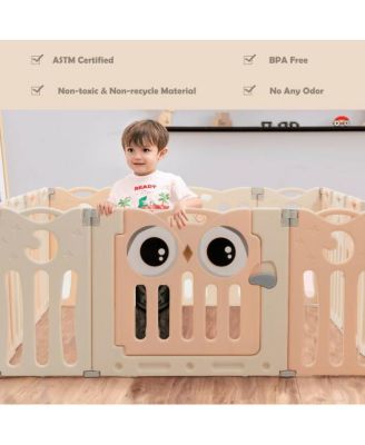 Toddler 14-Panel Baby Playpen Activity Center Foldable Play Yard with Lock Door