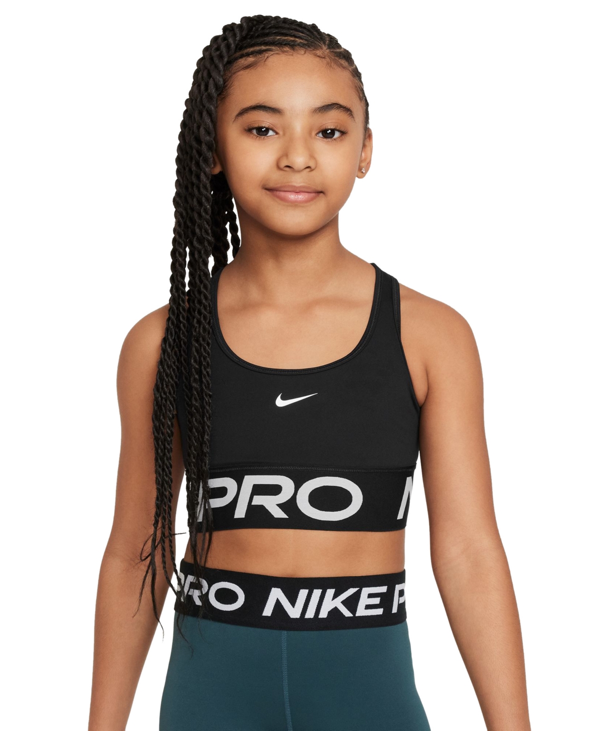 Nike Kids' Big Girls Pro Swoosh Dri-fit Sports Bra In Black