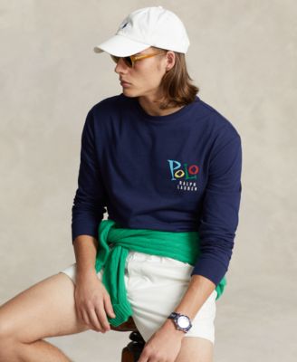 폴로 랄프로렌 Polo Ralph Lauren Mens Long-Sleeve Jazz Graphic T-Shirt,Newport Navy