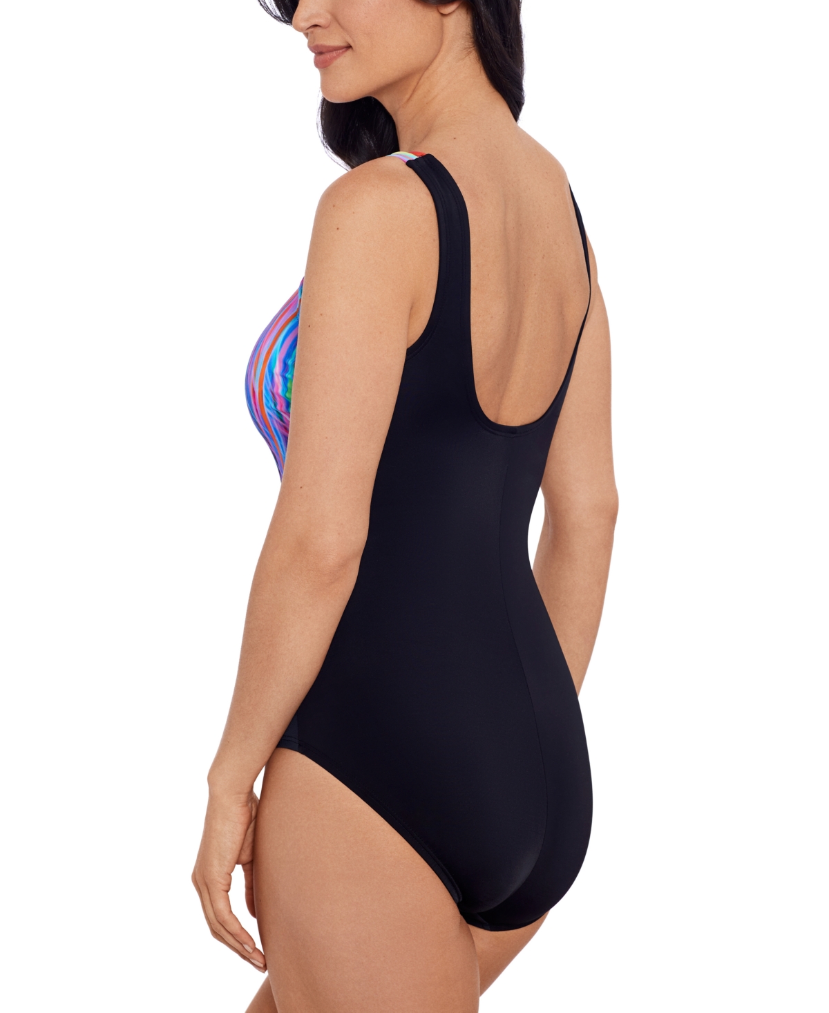 Shop Swim Solutions Women's Printed Scoop-neck One-piece Swimsuit, Created For Macy's In Multi