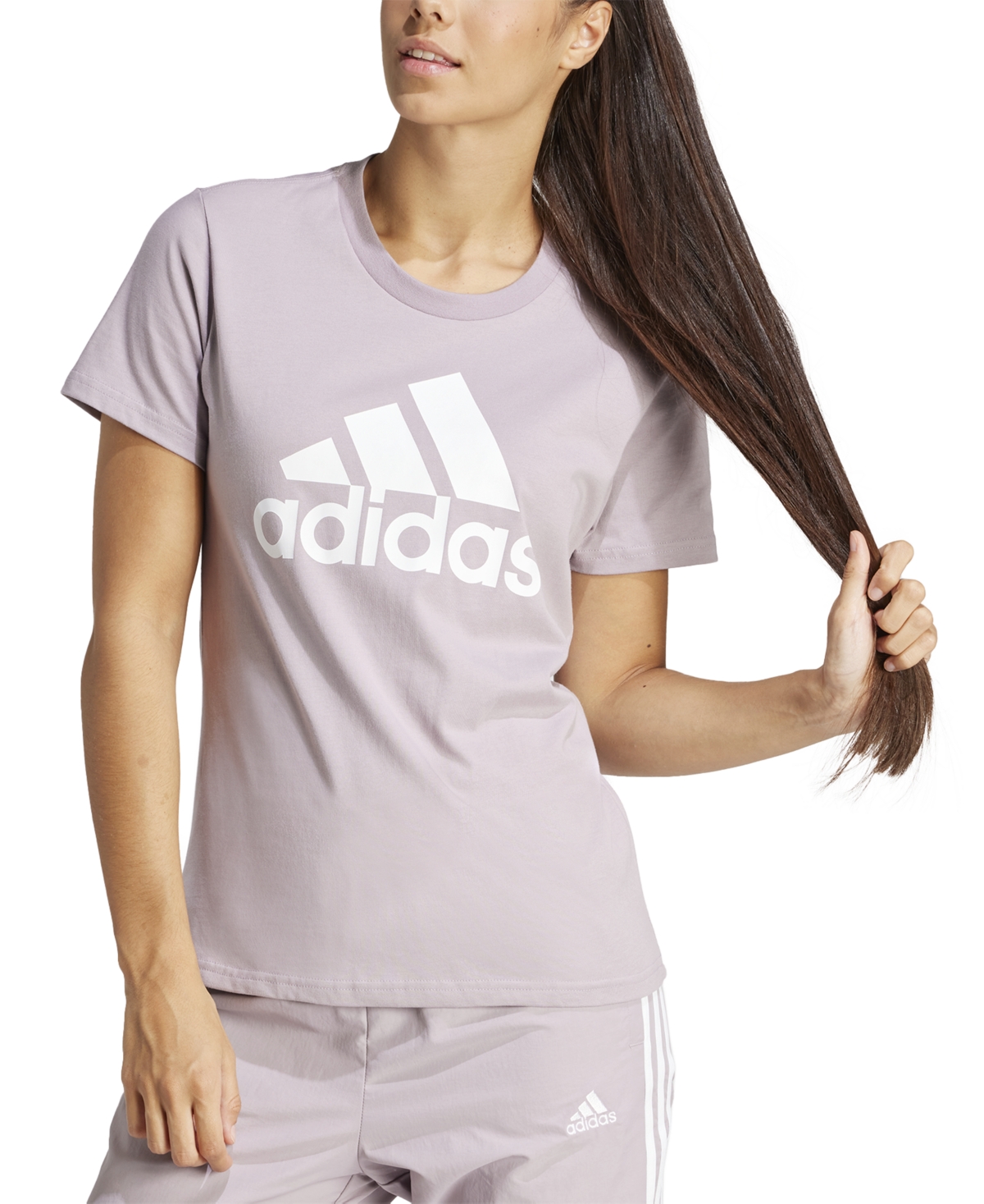 Shop Adidas Originals Women's Essentials Logo Cotton T-shirt, Xs-4x In Preloved Fig,white