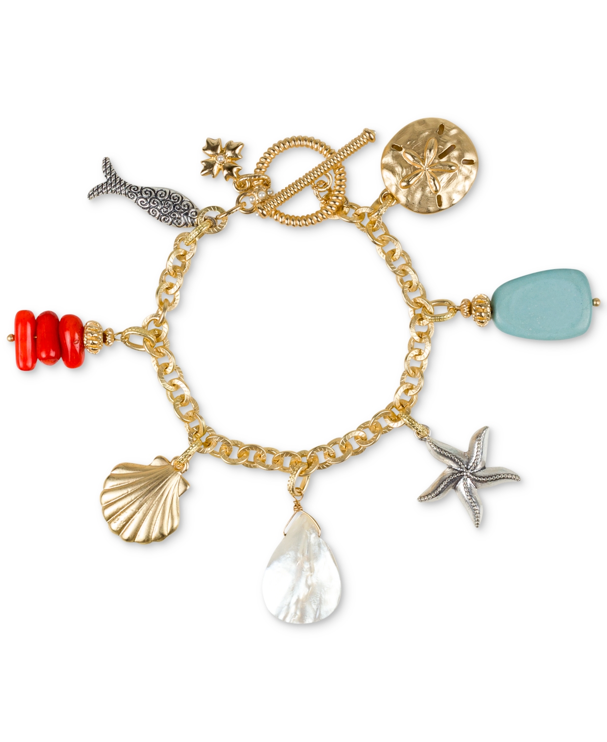 Gold-Tone Seashore Charm Toggle Bracelet - Egyp Gold/