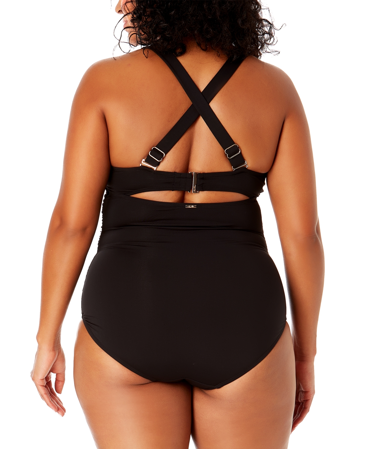 Shop Anne Cole Plus Size Draped-front One-piece Swimsuit In Black