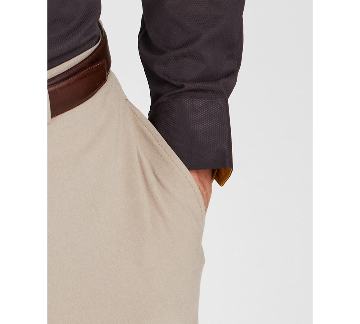 Tayion Collection Men's Brown & Gold Slim Fit Dress Shirt - Brown  Gold