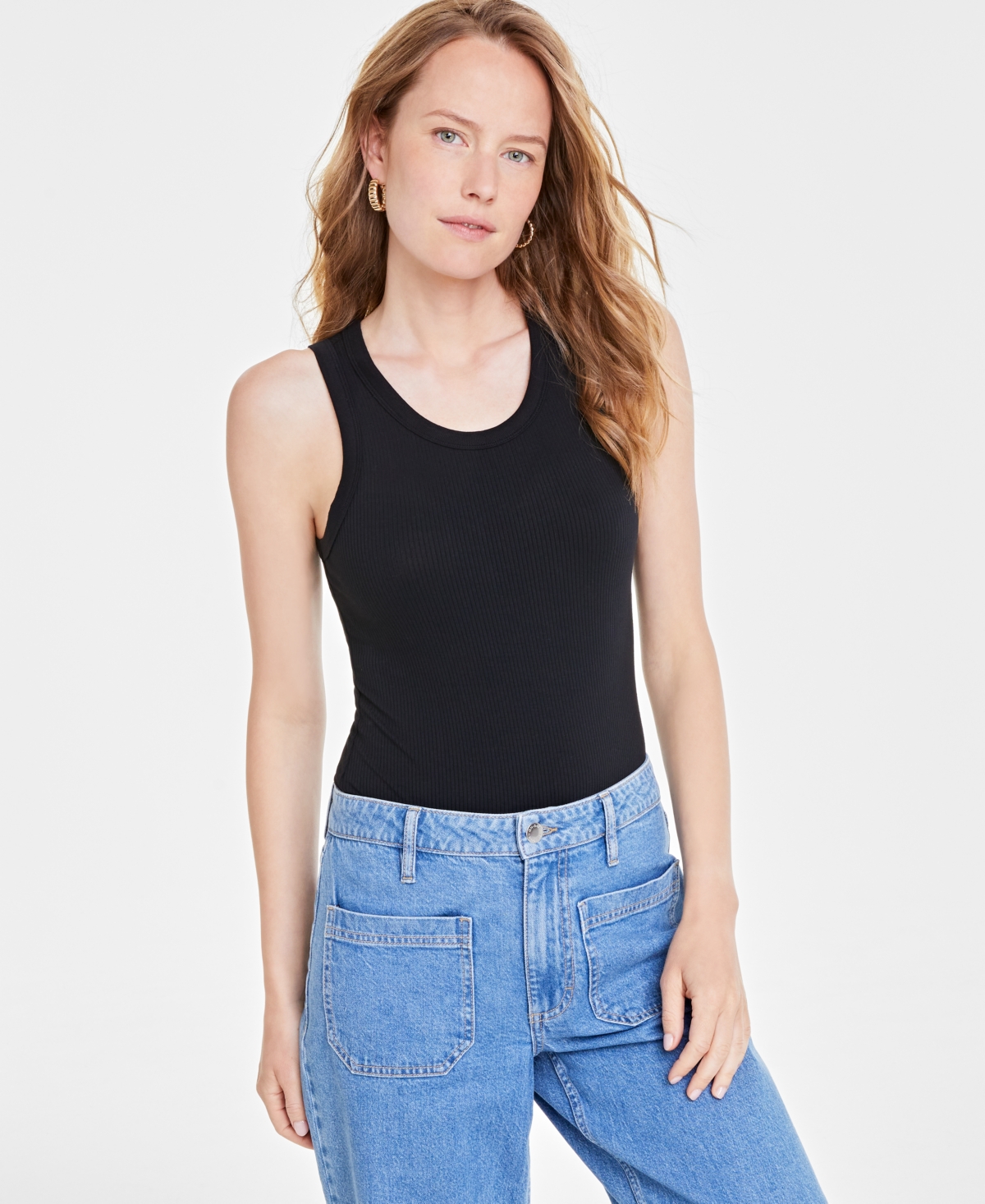 Women's Sleeveless Ribbed Bodysuit, Created for Macy's - Pastel Rose Tan