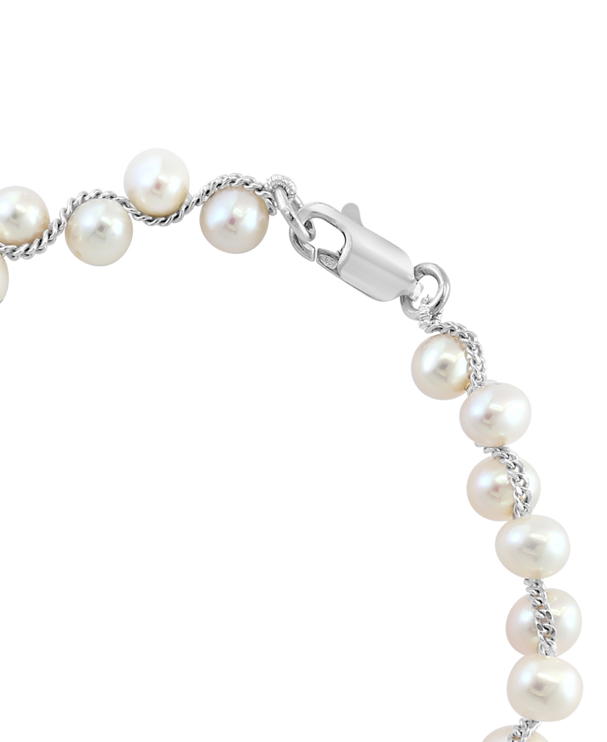 Shop Effy Collection Effy Freshwater Pearl Zigzag Flex Bracelet In Sterling Silver