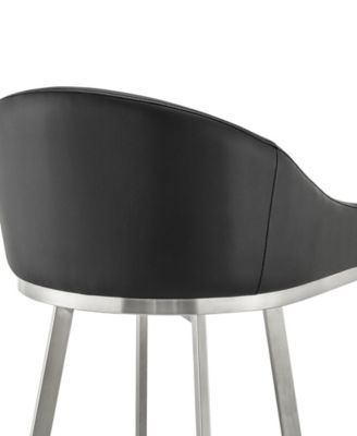 Eleanor 30" Swivel Bar Stool in Brushed Stainless Steel with Faux Leather