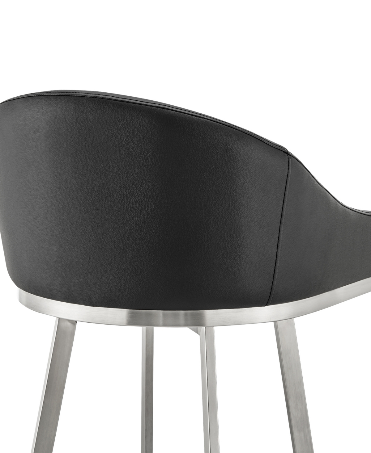 Armen Living Noran Swivel Bar Stool In Black,brushed Stainless Steel