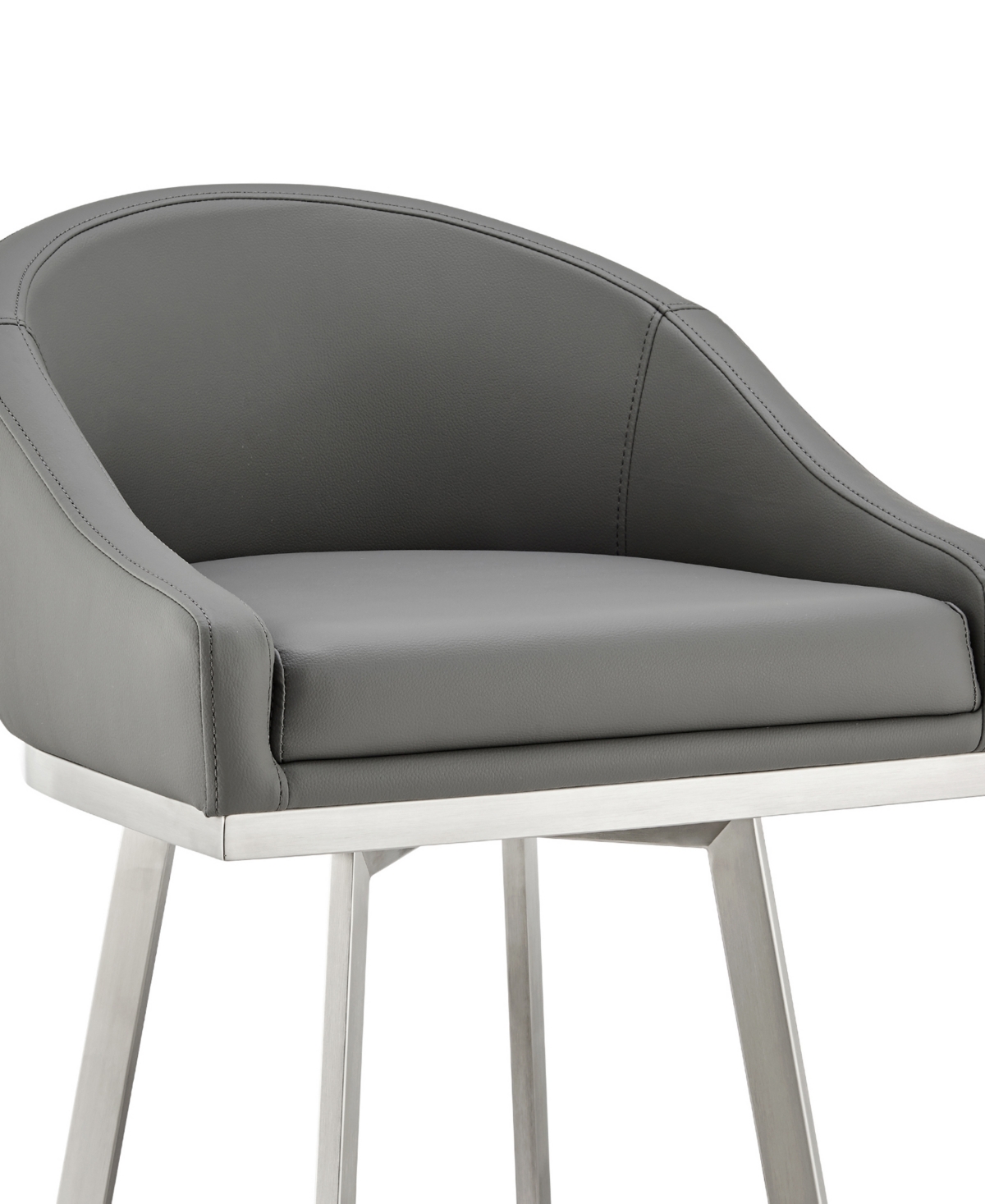 Armen Living Eleanor 30in Swivel Bar Stool In Gray,brushed Stainless Steel