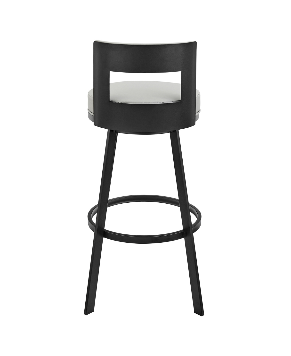 Armen Living Flynn 26" Swivel Counter Stool In Metal With Light Faux Leather In Light Gray,black