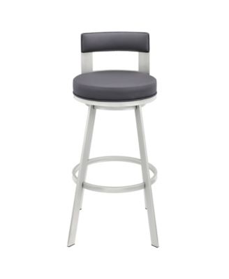 Flynn 26" Swivel Counter Stool in Silver Metal with Faux Leather