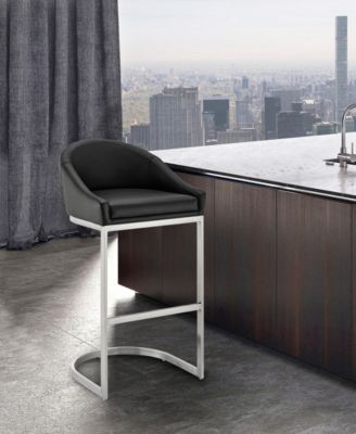 Katherine 30" Bar Stool in Brushed Stainless Steel with Faux Leather