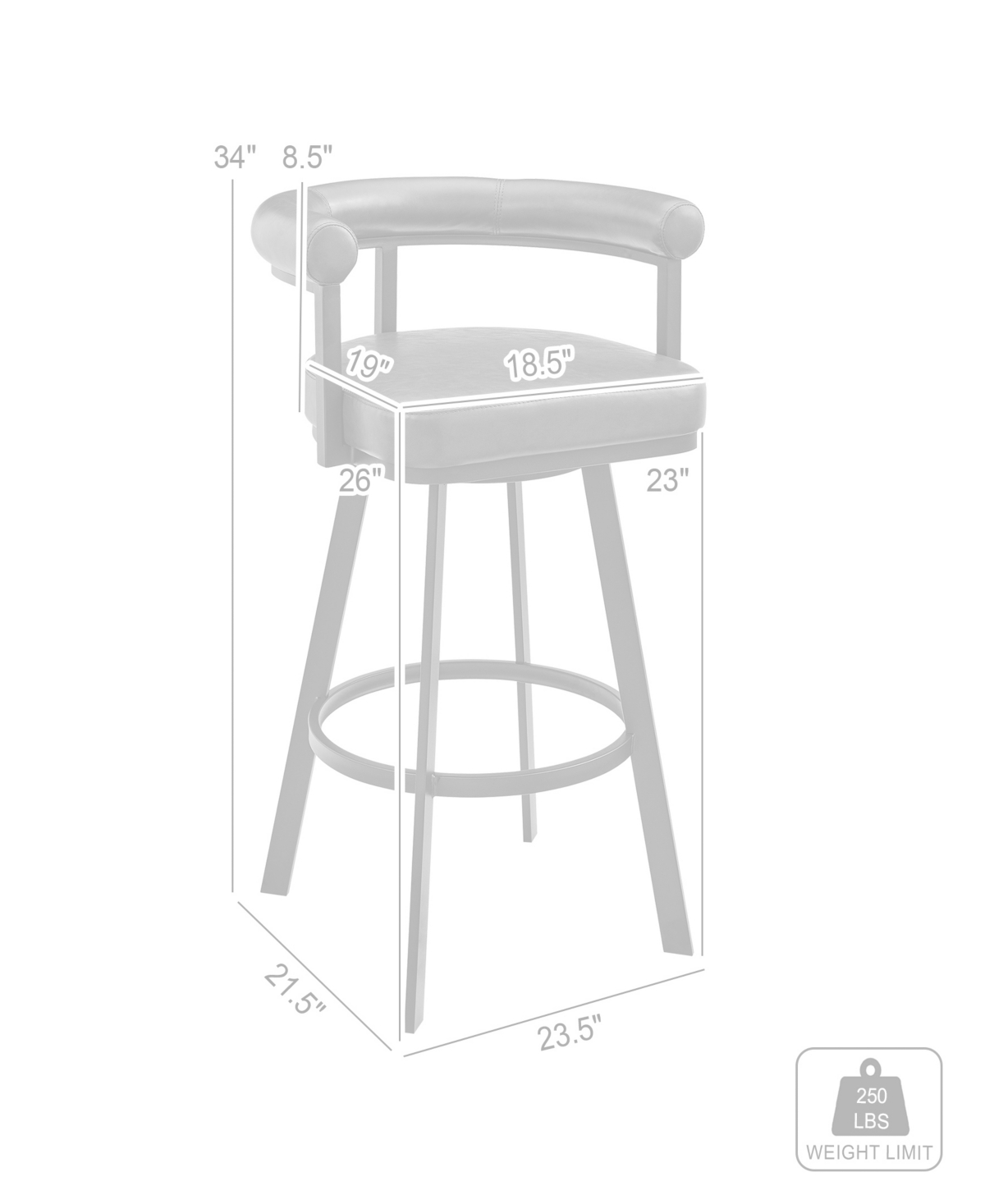 Armen Living Magnolia 26" Swivel Counter Stool In Brushed Stainless Steel With Faux Leather In White,brushed Stainless Steel