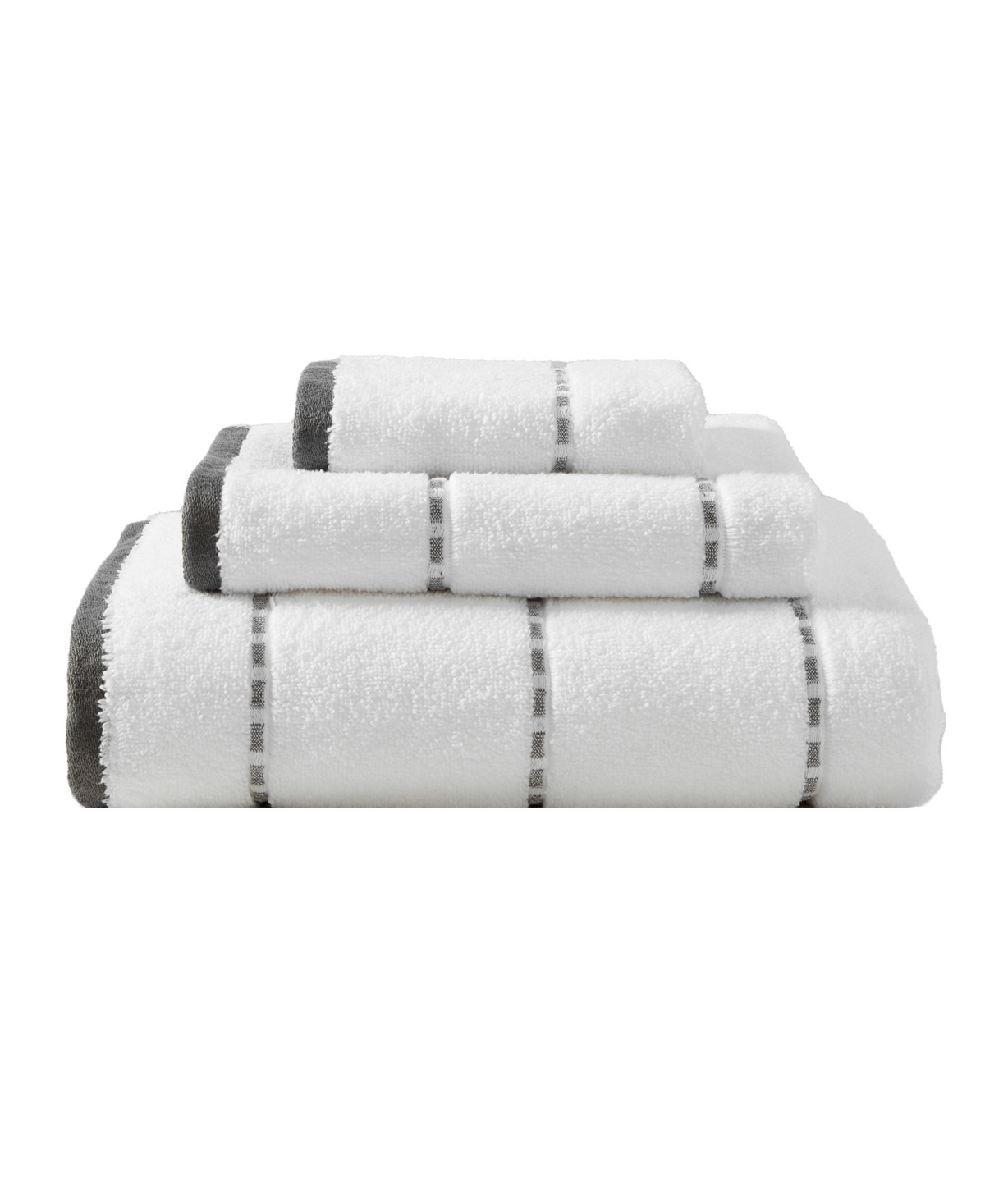 Tommy Bahama Home Ridley Solid Cotton Terry Quick Dry 3-pc. Bath Towel Set In White,graphite