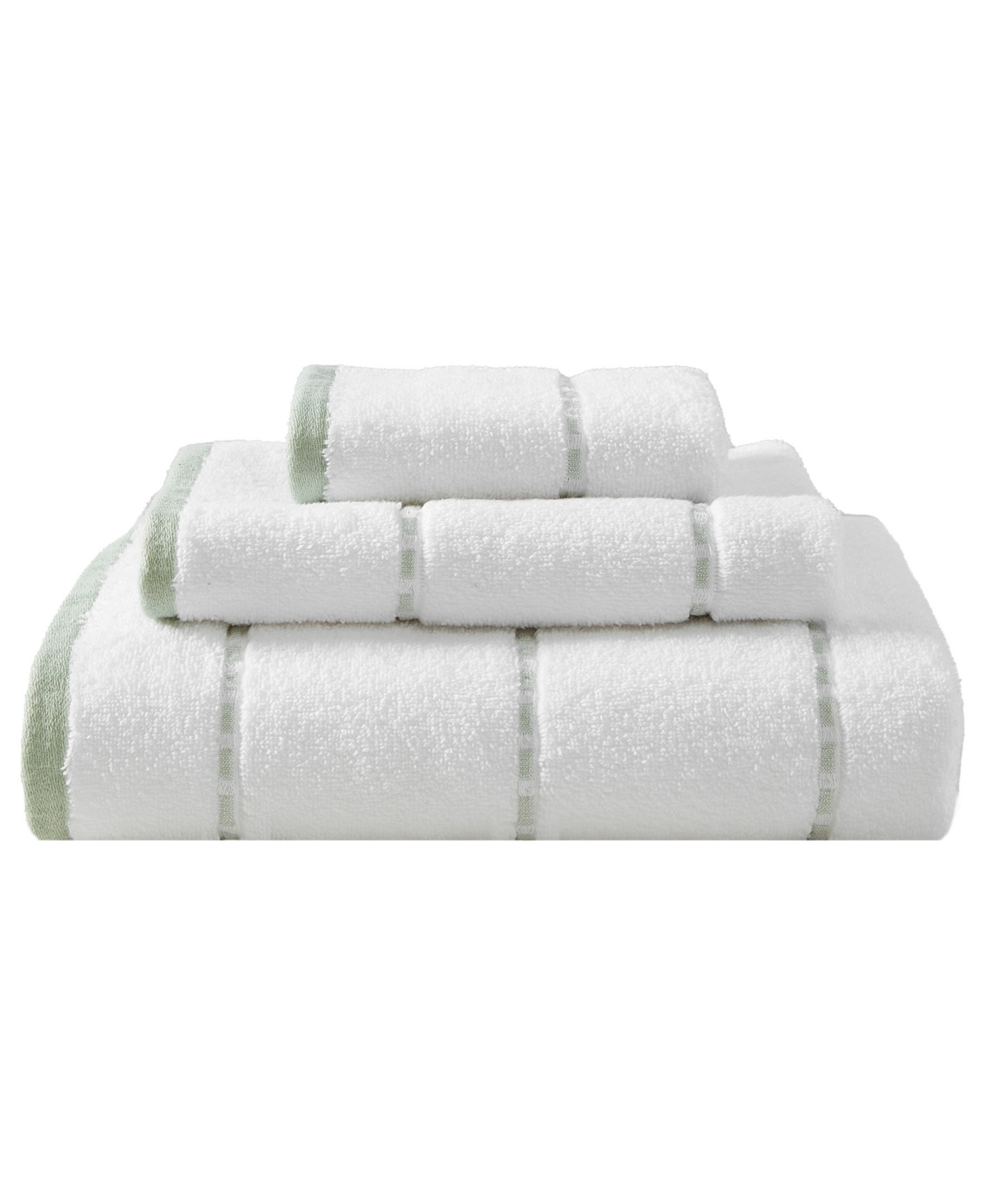Tommy Bahama Home Ridley Solid Cotton Terry Quick Dry 3-pc. Bath Towel Set In White,sage