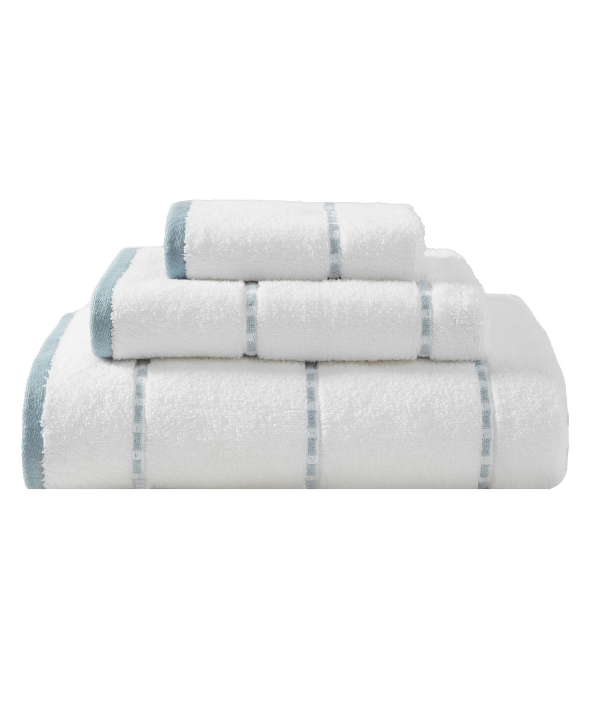 Tommy Bahama Home Ridley Solid Cotton Terry Quick Dry 3-pc. Bath Towel Set In White,steel Blue